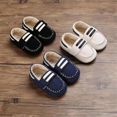 0-18M Unisex Baby Boys Girls Shoes Infant Toddler Casual PU Leather Pre-Walkers Hook Loop Anti-Slip Bottom Safe Soft