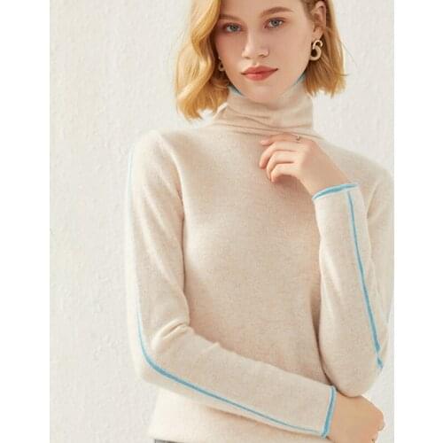 LHZSYY Autumn and Winter New High Neck Sweater Womens Pullover Cashmere Self-Cultivation 100% Wool Knit Sweater