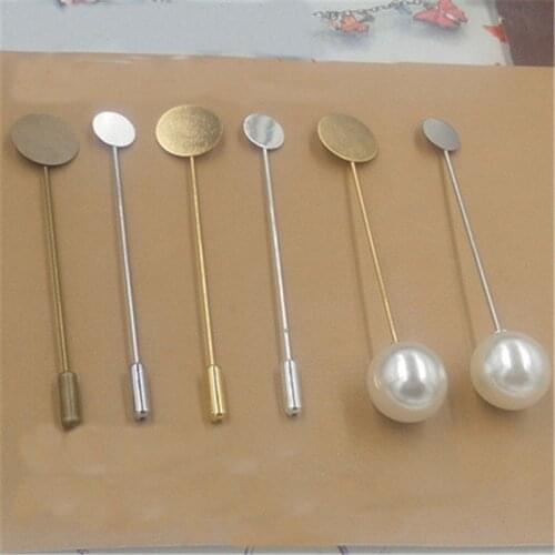 Aclovex 20pcs Gold Silver Color Copper Blank Brooch Base Pad 10mm 15mm Lapel Pin Base Cabochon Settings for DIY Jewelry Making