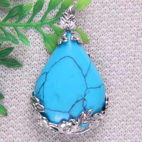 Teardrop Green Howlite Bead GEM Pendant Jewelry For Gift S088