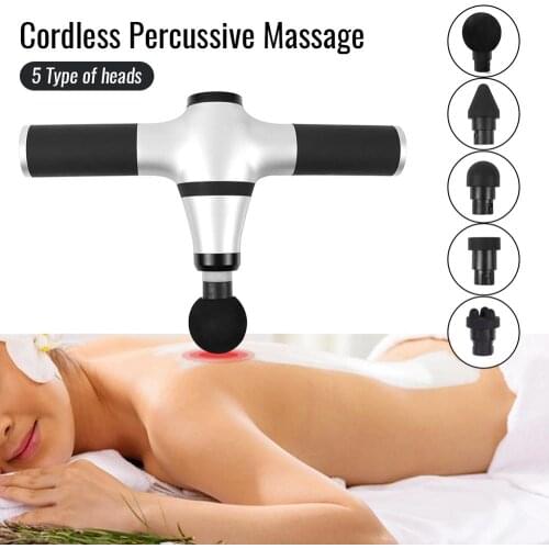 Muscle Massage Gun Upgrade Professional 5 Heads Handheld Deep Tissue Massaging Machine Waterproof Drill Gun Fitness Equipment