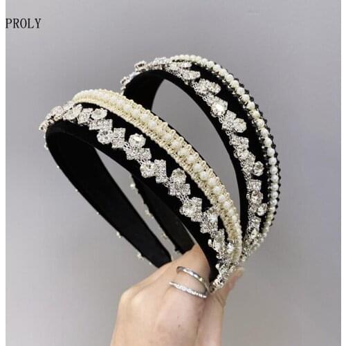 PROLY New Top Quality Headband Shining Rhinestone Baroque Hairband Women Crystal Headwear Hair Accessories