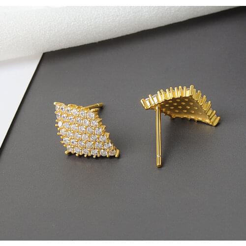 Zircon Stud Earrings Gold Square Piercing Wedding Earrings For Women Fashion Jewelry 2020 Anniversary Gift