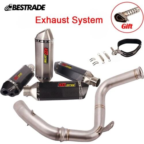 Motorcycle Exhaust System Connect Middle Link Pipe 51mm Muffler Escape Modified For Duke 390 250 125 RC390 2017-2021 Slip On