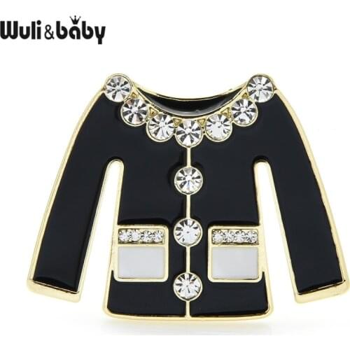 Wuli&baby 2-color Enamel Coat Brooches Women Classic White Black Clothes Design Causal Party Brooch Pins Gifts