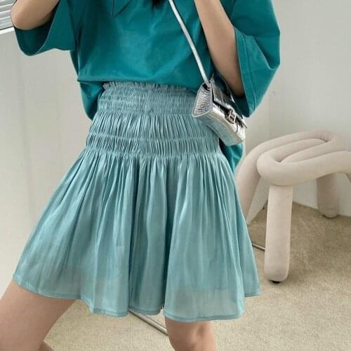 2021 Summer Sexy Pleated Skirt Casual High Waist Mesh Stitching Gauze Short Skirt Korean Fashion Elegant Temperament Mini Skirt