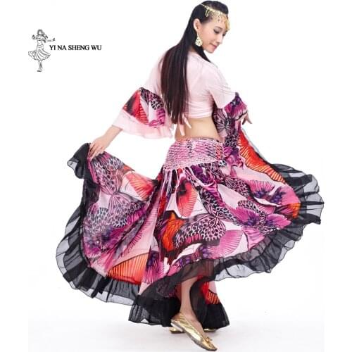 Belly Dance Long Dance Skirts for Women Big Flowers Long Dance Skirts Dance Costume Gypsy High quality cheap