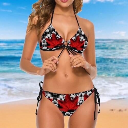 Women 2021 Sexy Bikinis We Love Canada Women Swimsuit Low Waist Swimsuit Separate Women Beach Wear