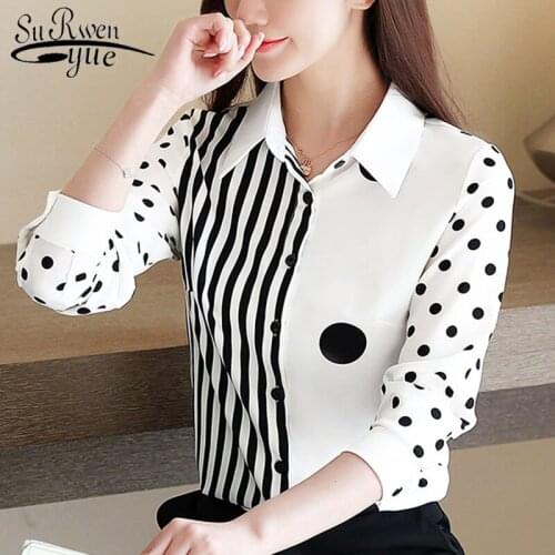 Womens tops and blouses 2021 chiffon blouse for women tops Button Polka Dot OL korean women clothing shirts ladies tops 8452 50