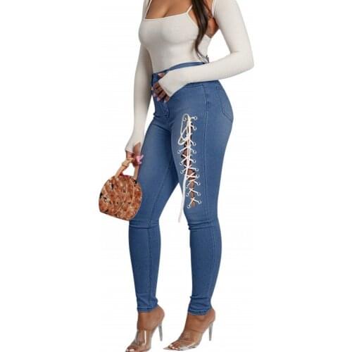 2021 New Sexy Large Size Jeans Womens High-Waisted Slim Strap Casual Pants Fashion Super Elastic Pencil Pants Street Wear