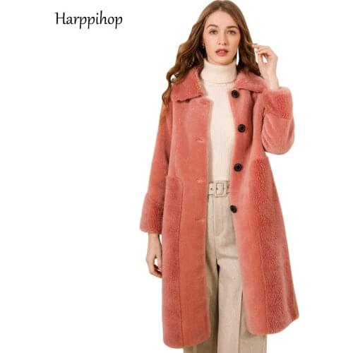 Sheep Shearing Overcoat Women 2019 Real Fur Coat Female Jacket Long Winter Warm Lamb Fur Coats casaco feminino