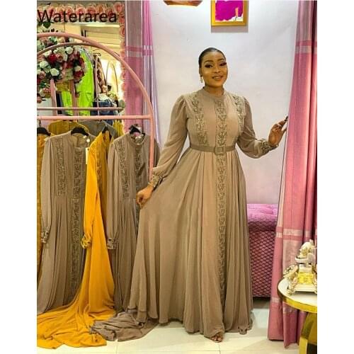 Waterarea Plus Size Solid Elegants Women Dress O-Neck Long Sleeves Belt Midi Dress 2021 New Autumn