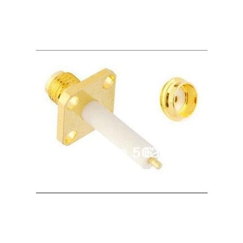 100pcs/lot RF Connector SMA Female Jack Square Flange mount Adapter with solder post+Extended insulator