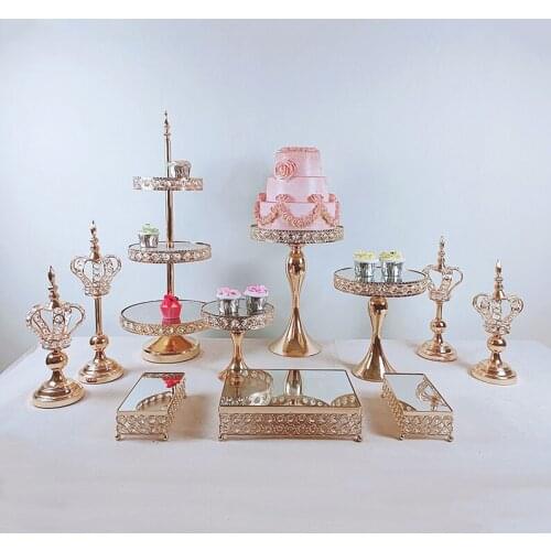 11pcs Gold Wedding Props Table Ornaments Lace Cake Plate Fruit Dessert Cake Tools Tableware