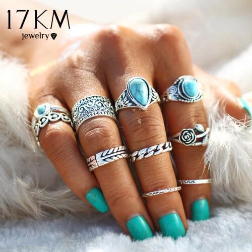 2 Color Rose Heart Midi Ring Sets For Women Man Boho Anillos Vintage Tibetan Flower Knuckle Rings Punk Jewellery 2018 New