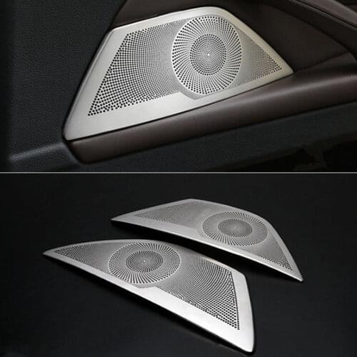 2pcs Stainless Steel Door Stereo Speaker Decorative Cover Trim Fit For BMW 5 series F10 2012-2016 Car Styling Accessories