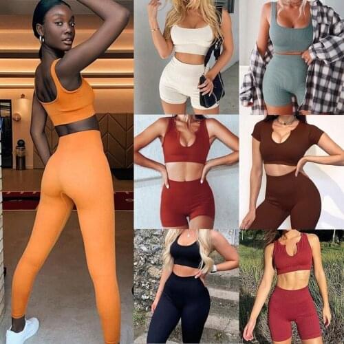 2021 Shark Knitted Seamless Brassiere Vest Short Sleeve Pants Sunken Stripe Fitness New