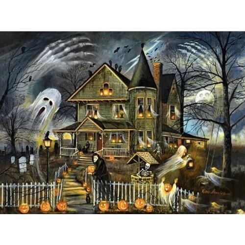 Full Square Round Drill 5D DIY Diamond Painting Haunted House Embroidery Cross Stitch 5D Home Decoration Halloween Gift