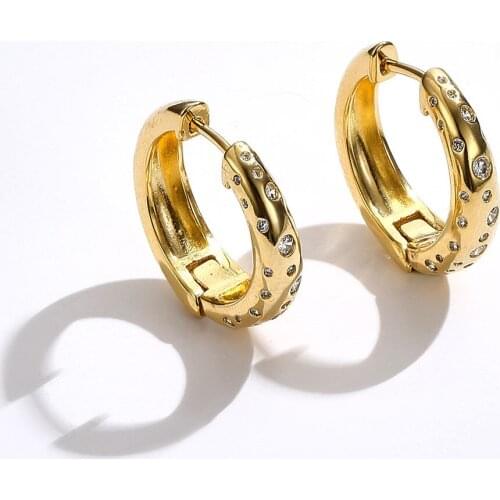 April new style gold earrings white zircon jewelry earrings for women