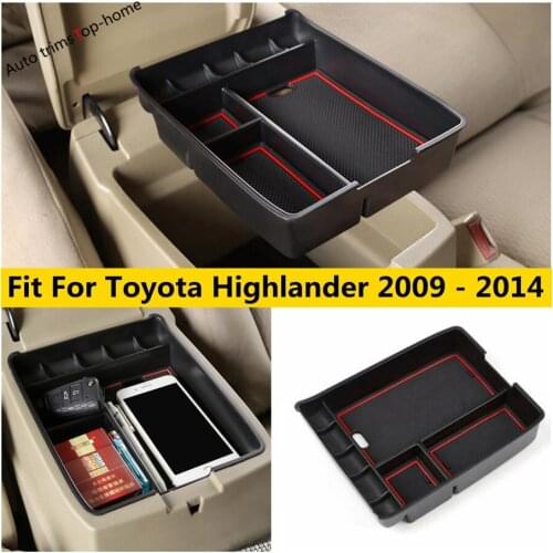 Car Central Console Armrest Storage Box Tray Organizer Cover Trim Plastic Interior Accessories For Toyota Highlander 2009 - 2014