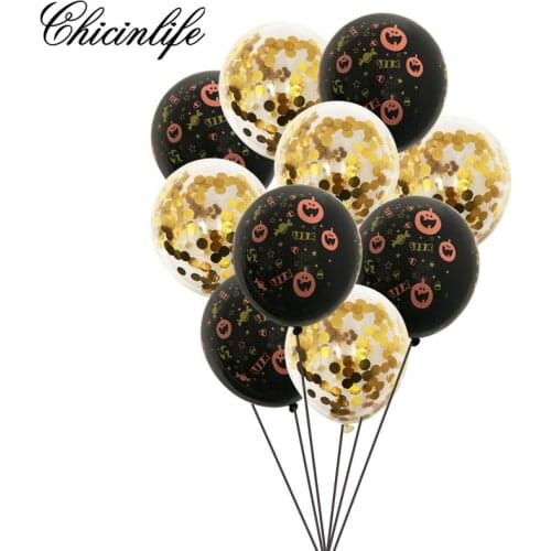 Chicinlife 10Pcs Pumpkin Bat Happy Halloween Confetti Balloons Halloween Kids Home Ghost Ballon Decoration Supplies