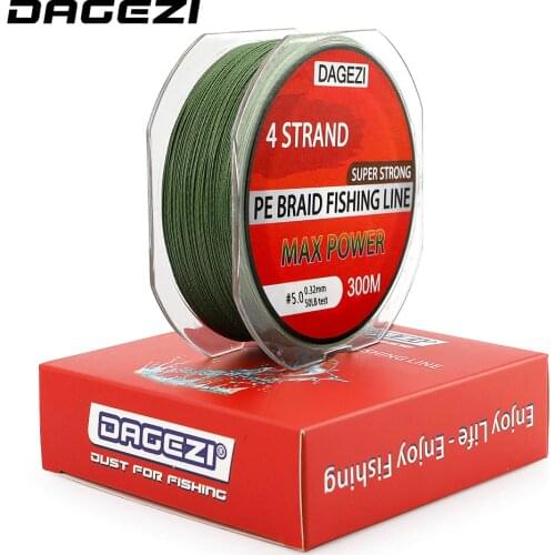 DAGEZI Super Strong 4 strand PE Braided Fishing Line 300m 10-80LB Multifilament Fishing Line For Carp Fishing Saltwater line