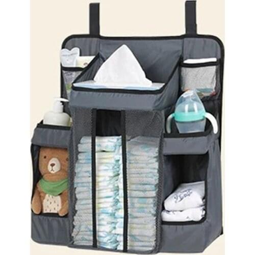 Baby Bed Diaper Hanging Holder Infant Bedding Nursing Storage Bag Newborn Crib Nappy Organizer Pocket