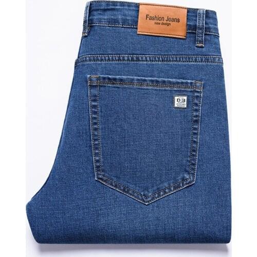 2021 Autumn New MenS Slim Straight Jeans Classic Fashion Brand Stretch Denim Trousers Male Winter Thick Comfortable Soft Pants