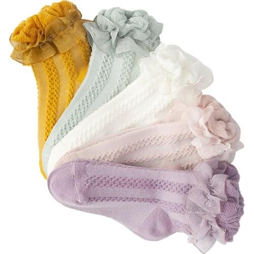 Emmababy Baby Kids Girl Lace Socks Toddler Girl Lace Flounce Princess Socks Cable Knitted Cotton Stocking Wear