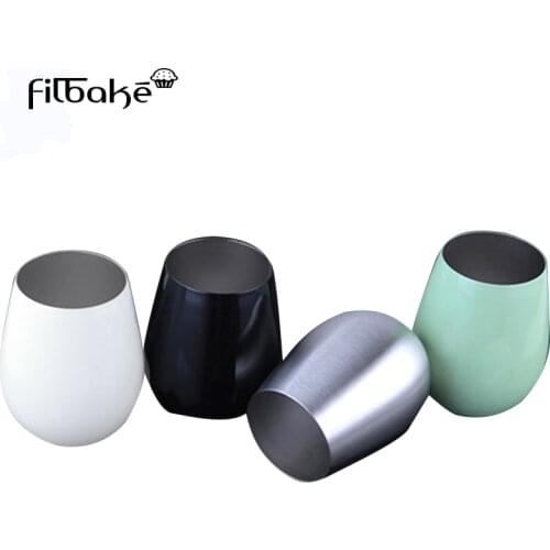 FILBAKE Stainless Steel Stemless Wine Glass Drinks Whisky Glasses Unbreakable Flat Foot Cup With Leak Resistant Picnic Cups