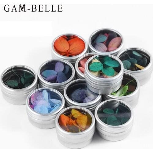 GAM-BELLE 5Pcs/box Nail Art Decoration Nature Dry Flowers Set Floral Nail Tip Designs Salon Nail Art Decals Manicure Tools