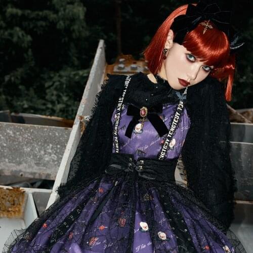 Gothic Halloween sweet princess lolita dress vintage cute high waist printing victorian dress kawaii girl gothic lolita cos new