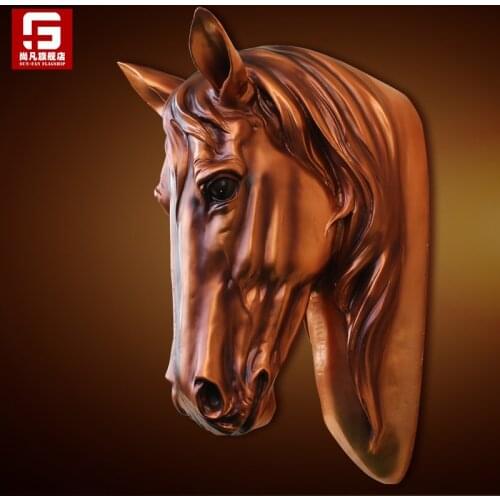 Head Arts Crafts Where is the American village Home Furnishing retro horse wall decoration shop living room wall hanging wall re