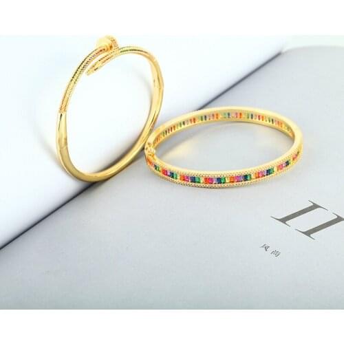 Daihe Exquisite 18K Gold Screw Bracelet Women Colorful Crystal Zircon Copper Bracelet Bangles For Women Gift Jewelry Wholesale