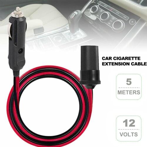 5M 12V Car Extension Cable for Cigarette Lighter Car Cigarette Lighter Auto Male Female Socket Extension Cord Cable Adapter