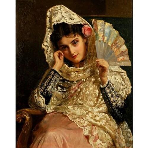 Free shipping classical beauty figure canvas prints oil painting veil girl painting on canvas home wall art decoration picture