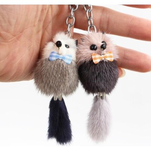 Mink small fox Plush pendant fox bag pendant key chain pendant small fox mobile phone Plush Pendant