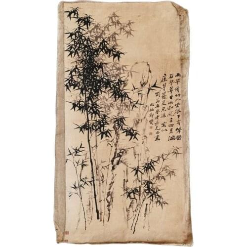 Chinese Old Scroll Zheng Banqiao Bamboo Painting Rice Paper Painting Slice