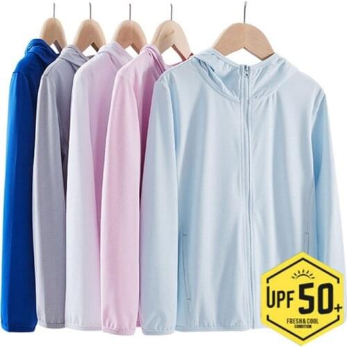 Summer childrens Sun-Protective coat Boys and girls outdoor mesh thin breathable skin jacket Anti-UV Quick dry hooded coat kids