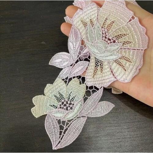 Hot !!! 10 Pieces High End Craft Collar Floral Lace Applique Floral Lace Patches Motif Decorated DIY Neckline Sewing Dress Decor