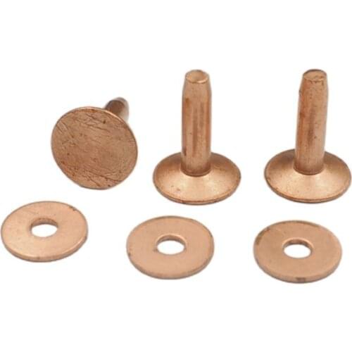 Solid Copper Flat Side Grain Emboosed Rivets Cap Stud For Leather Craft Bag Hat Shoe Clothes Jeans Pet Collar Accessories