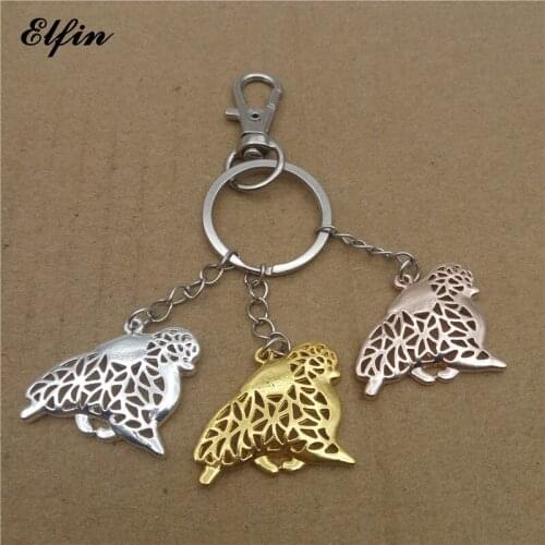 Elfin Trendy Pomeranian Key Chains Gold Color Silver Color Animal Pet Memorial Jewellery Dog Car Key Rings