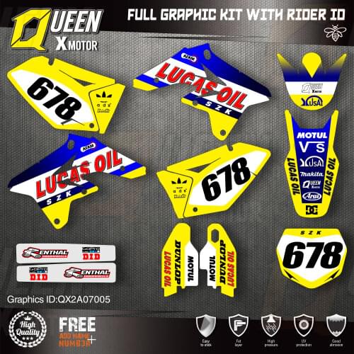 Queen X MOTOR Custom Team Graphics Decals Stickers Kit For SUZUKI Decal 2007 2008 2009 RMZ 250 005