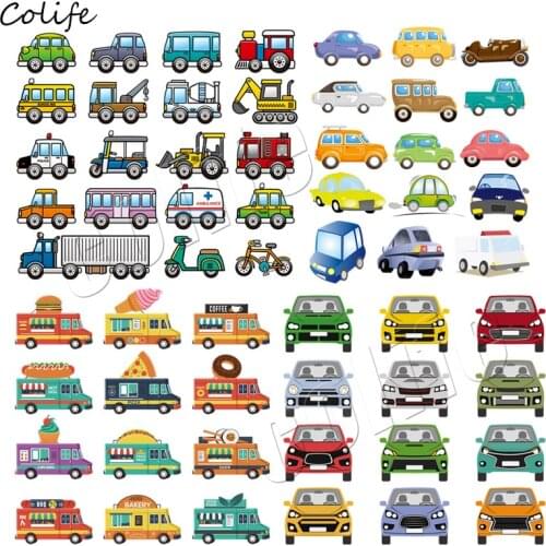 DIY Patch Cars Bus Truck Ironing Stickers Cute Nike Iron-On Patches for Clothing Heat Transfer Appliques Apparel Accessory