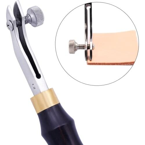 Nonvor 1Pcs Leathercraft Tools Stainless Steel Edge Creaser Sidelines Ebony Handle Sewing Handmade Adjustable