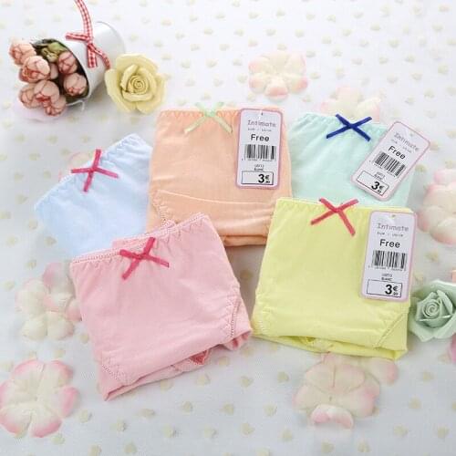 New arrived teenage girl underwear 6pc/bag cotton candy solid briefs young girls panties lovely pant Sales direct