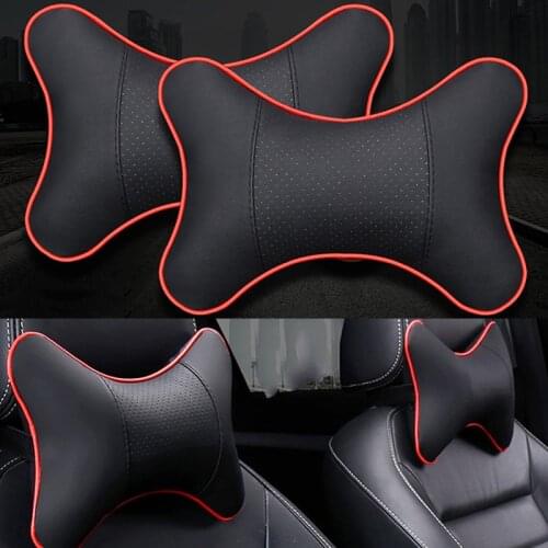 8 Styles Brand New Car Pillow 2 PCS Headrest Neck Pillow Artificial Leather Ice Silk Breathable For Most Cars Auto Accessories