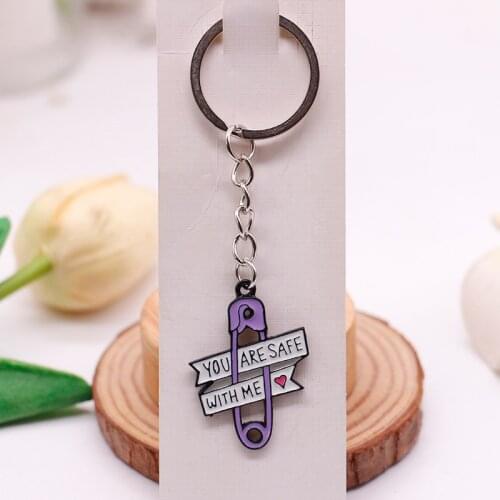 Key pendant purple pin LGBT metal alloy enamel key chain fashion jewelry bag accessories small gift for friends
