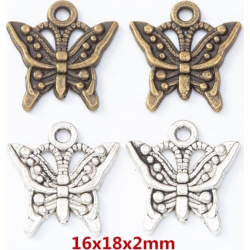 60 pieces of retro metal zinc alloy butterfly Pendant for DIY handmade jewelry necklace making 8168