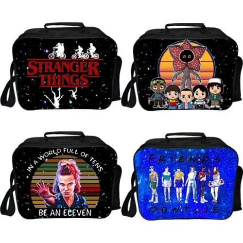 Portable Stranger Things Lunch Bag Boys Girls Lunch Box Travel Crossbody Bags Women Men Food Storage Box Functional Lunchcases